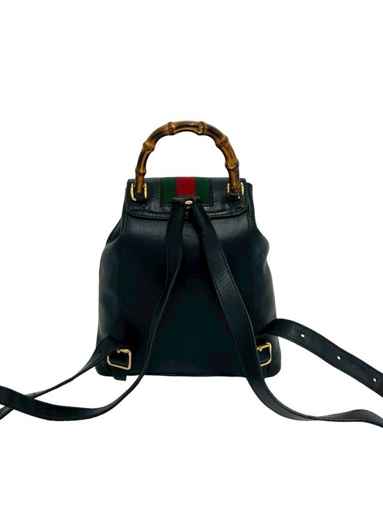 Gucci Vintage Bamboo Sherry Line Leather Mini Backpack Black main image 5